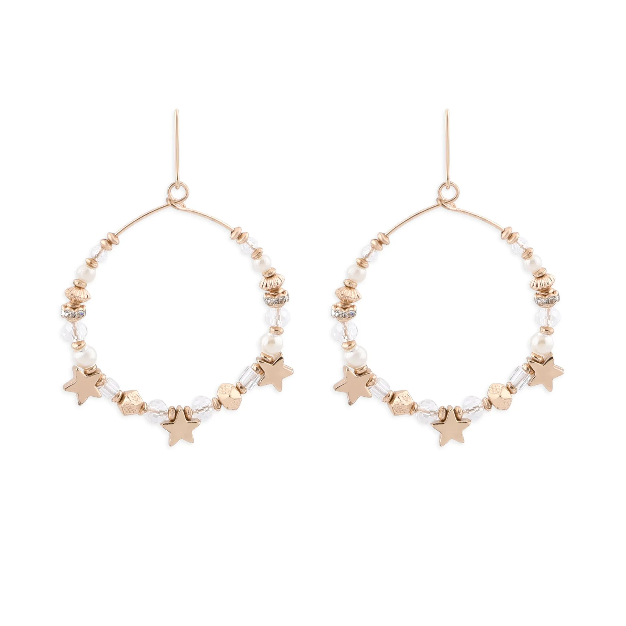 Accessorize London Women's Pink Blue Harvest Beaded Star Hoop Earring
