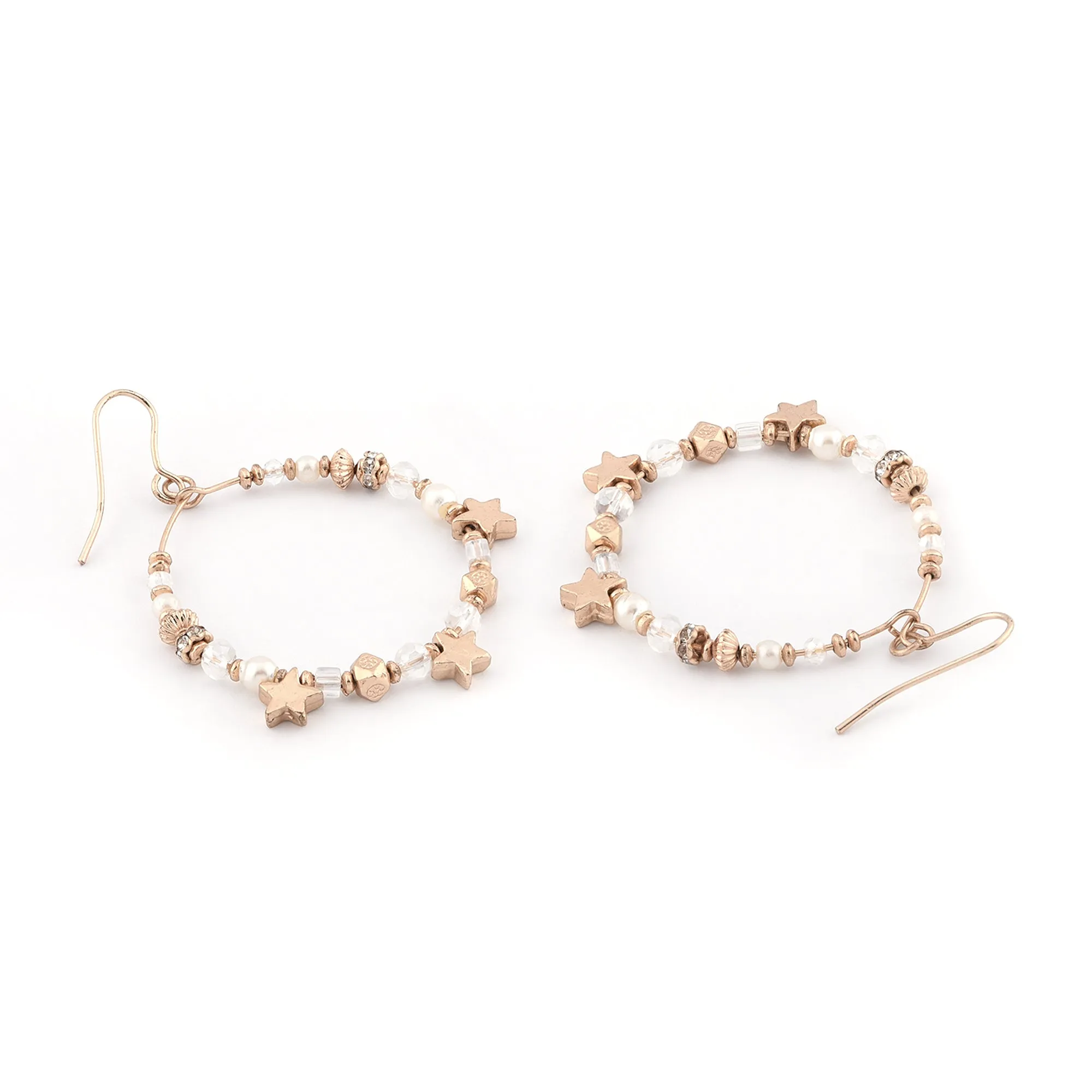 Accessorize London Women's Pink Blue Harvest Beaded Star Hoop Earring
