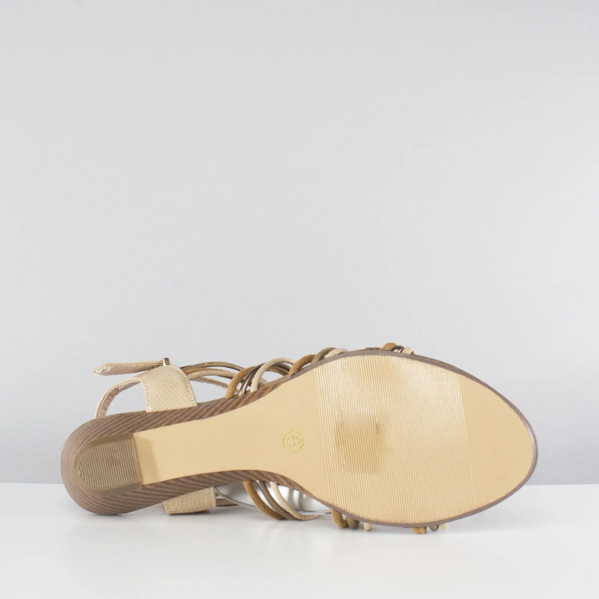 ACTON Ladies Strappy Wedge Sandals Brown