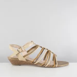ACTON Ladies Strappy Wedge Sandals Brown