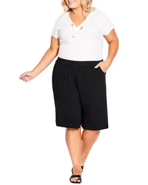 Annika Casual Knit Cropped Gaucho | Black