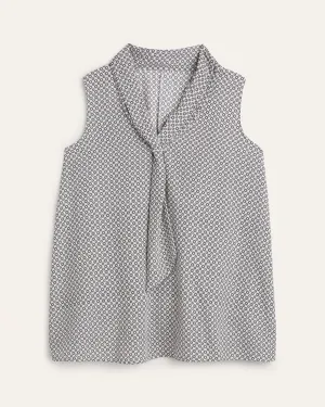 Antonella Sleeveless Tie Neck Blouse | Black / White