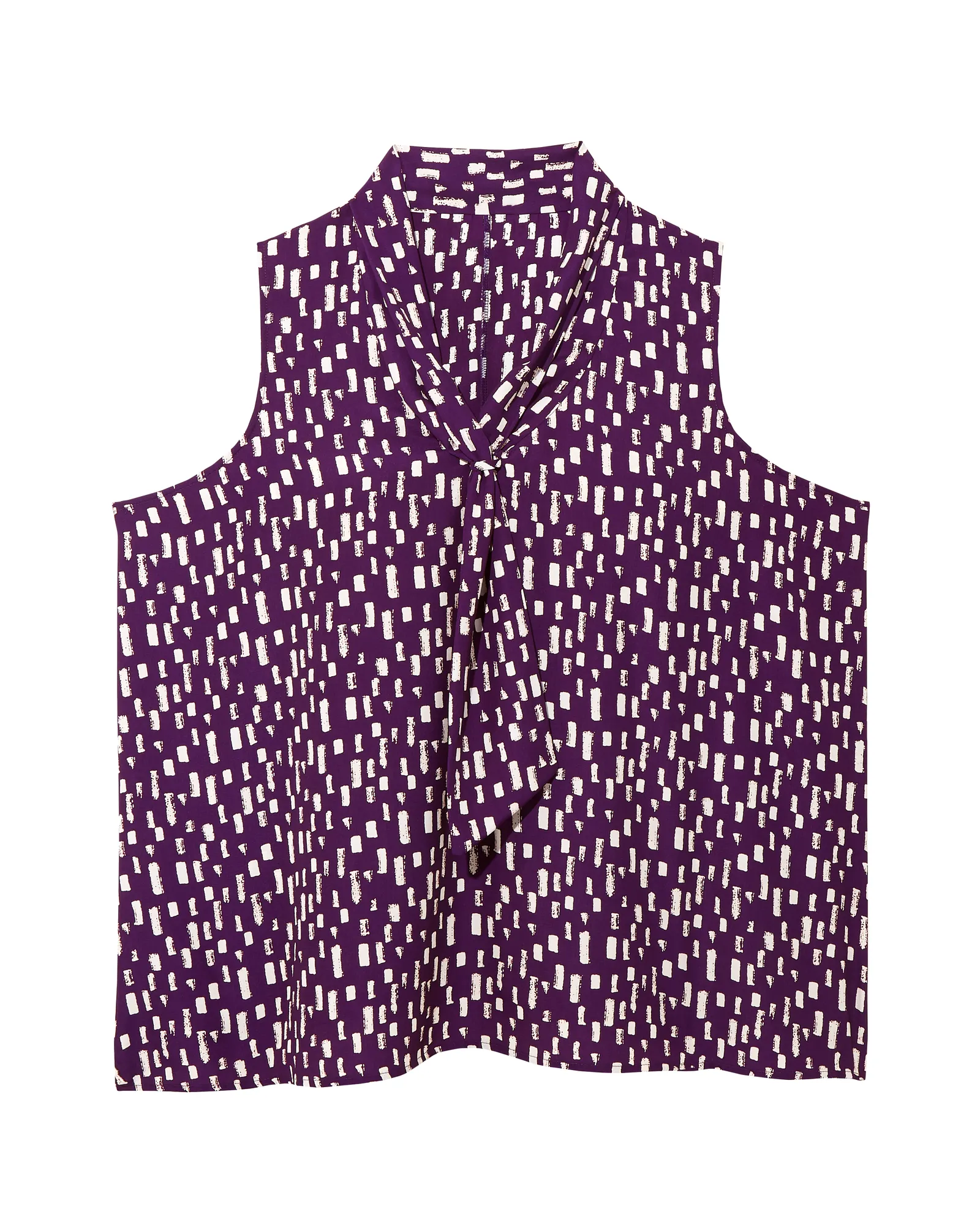 Antonella Sleeveless Tie Neck Blouse | Purple / Tan