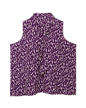 Antonella Sleeveless Tie Neck Blouse | Purple / Tan