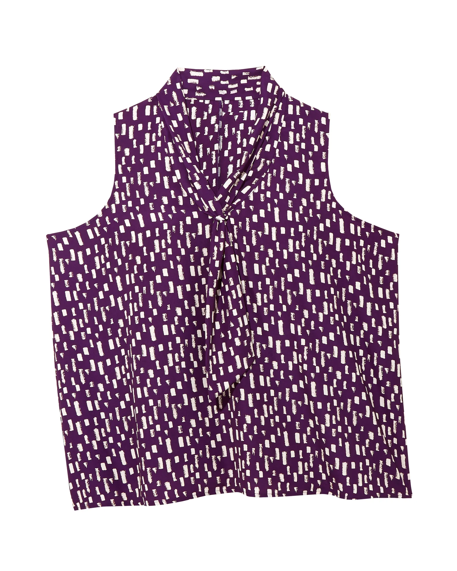 Antonella Sleeveless Tie Neck Blouse | Purple / Tan