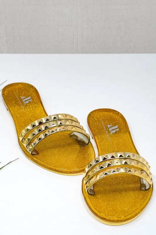 Aria B Dark Gold Slide Sandals
