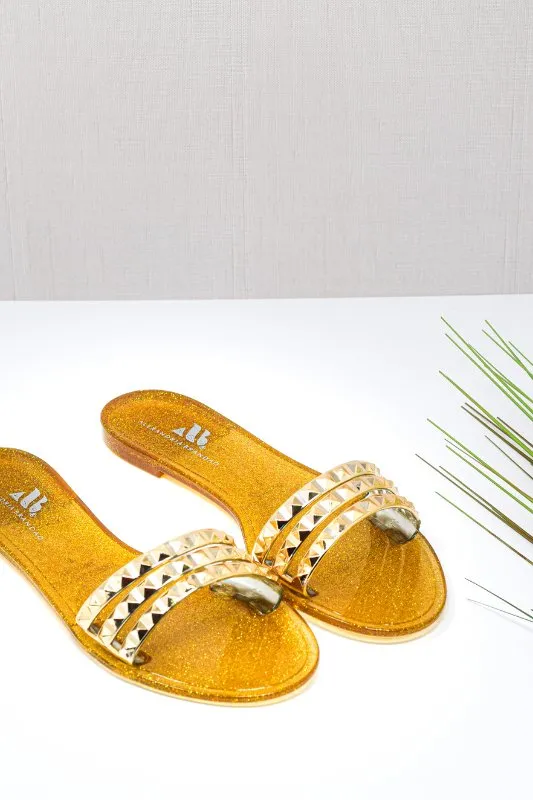 Aria B Dark Gold Slide Sandals