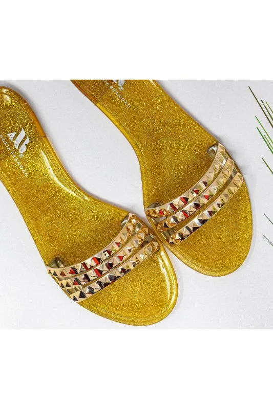 Aria B Dark Gold Slide Sandals