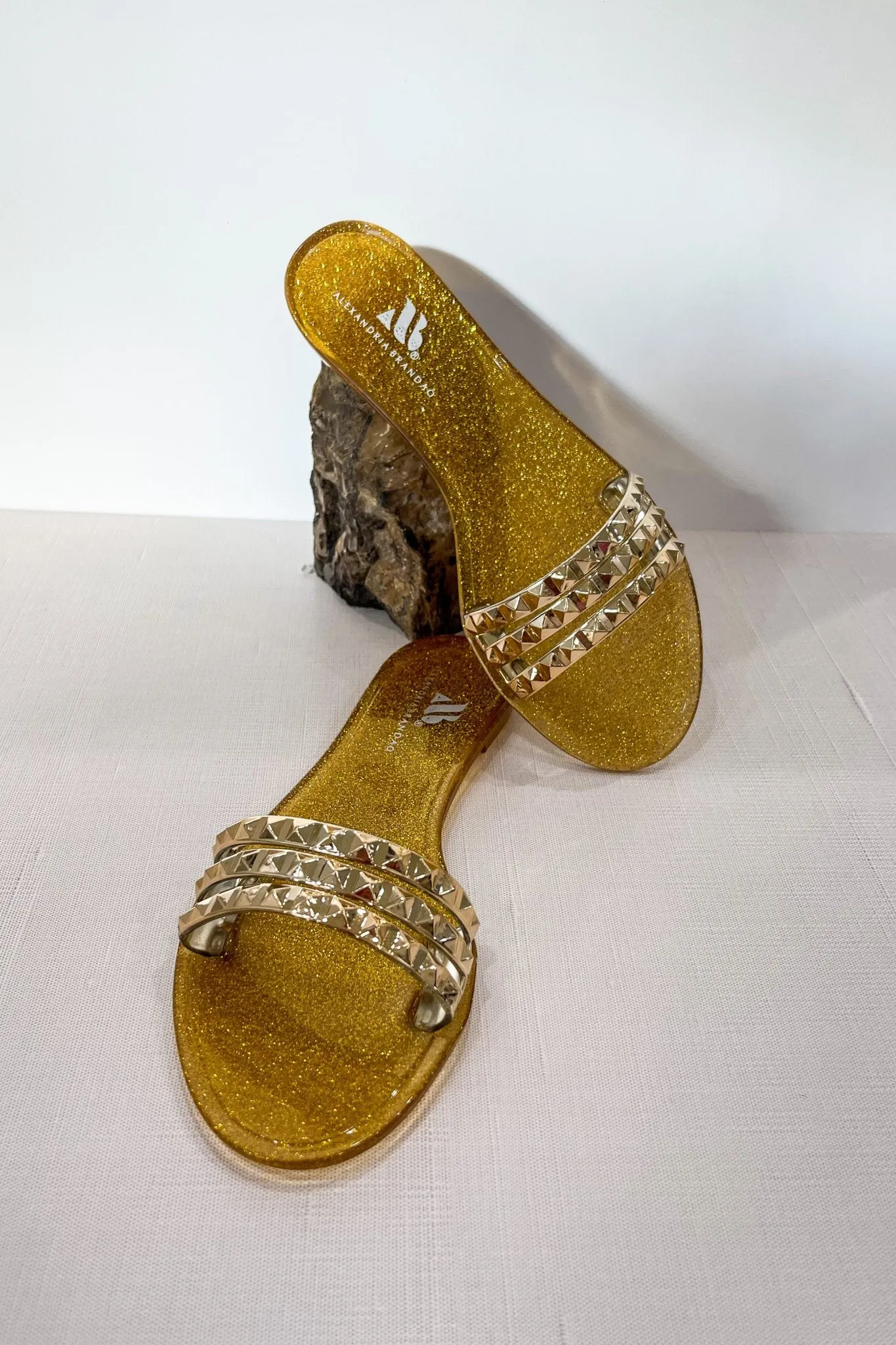 Aria B Dark Gold Slide Sandals