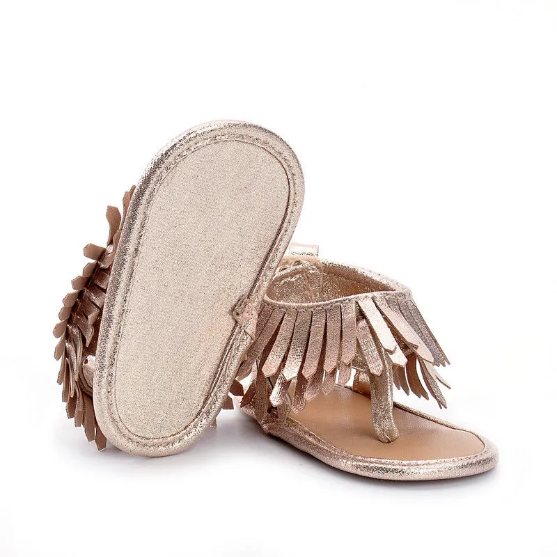 Baby Girls Leather Fringe Sandals | 0-12M