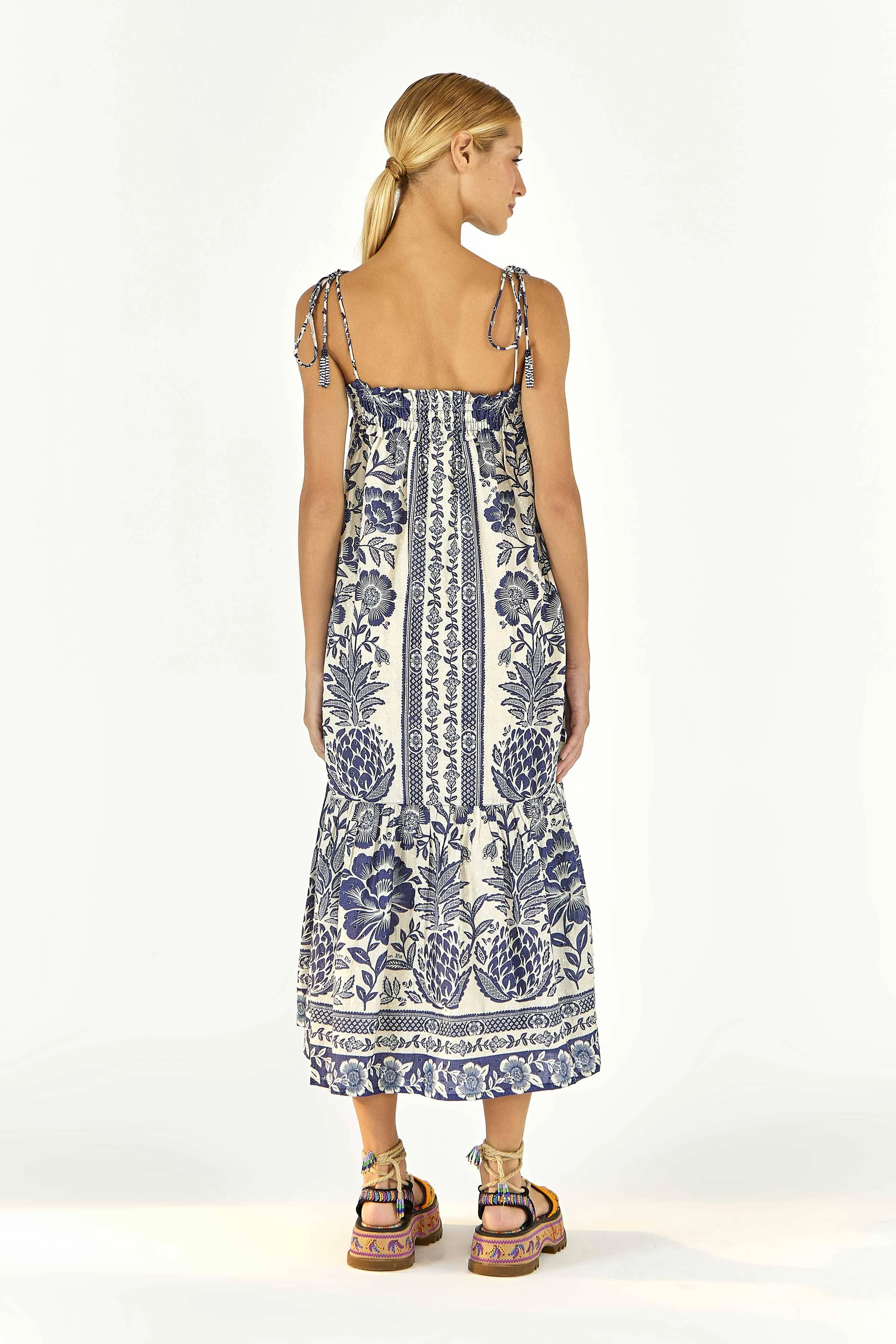 Blue Pineapple Garden Maxi Dress