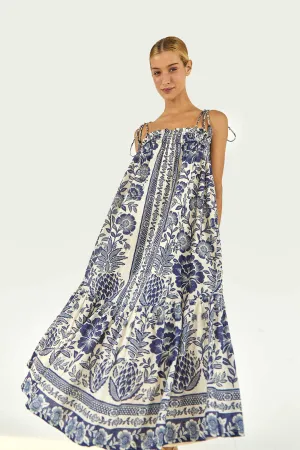 Blue Pineapple Garden Maxi Dress