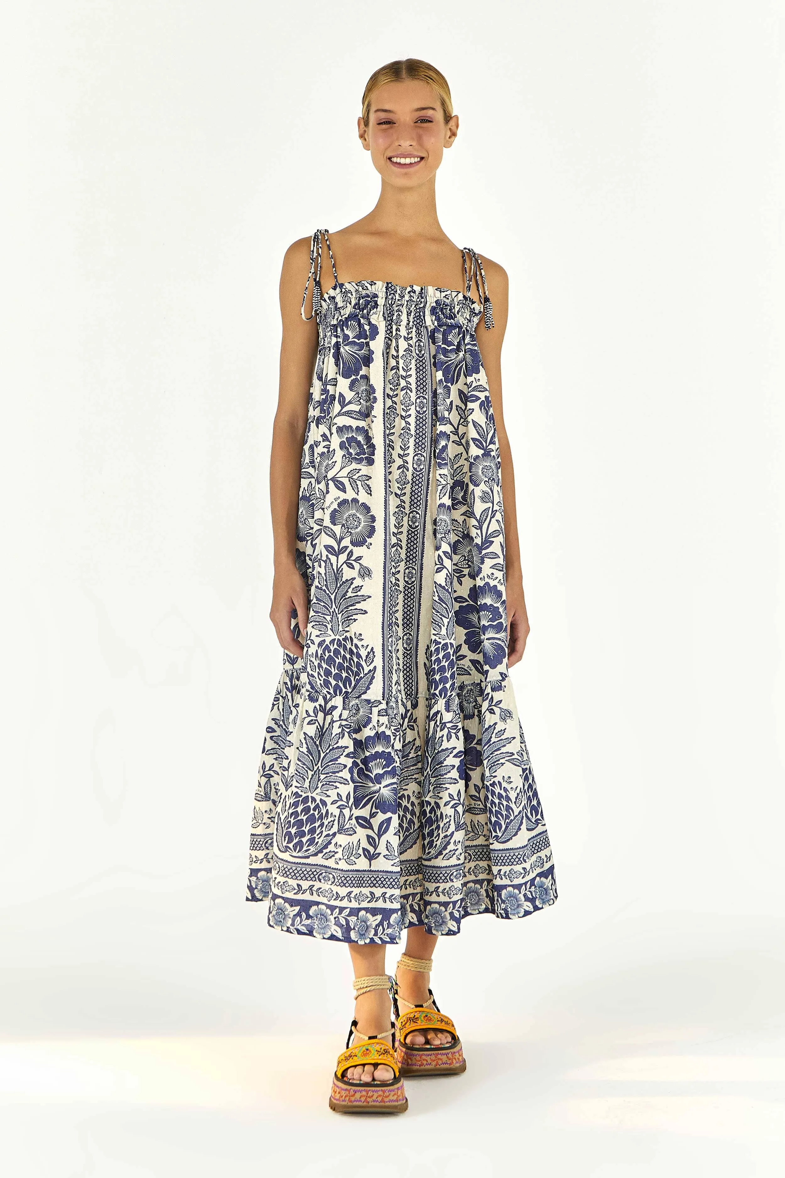 Blue Pineapple Garden Maxi Dress