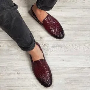Casual Texture Leather Loafers Shoes For Men