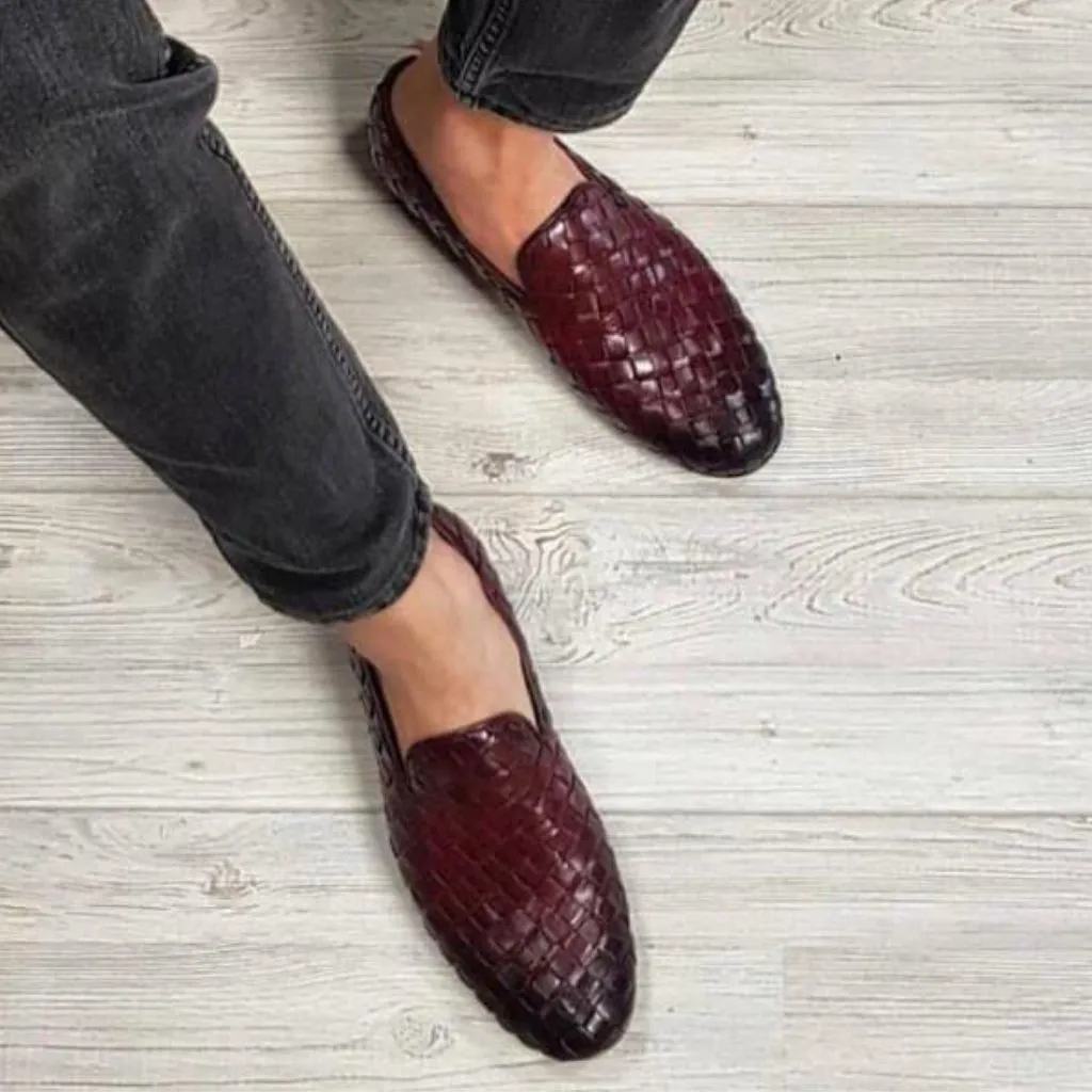 Casual Texture Leather Loafers Shoes For Men