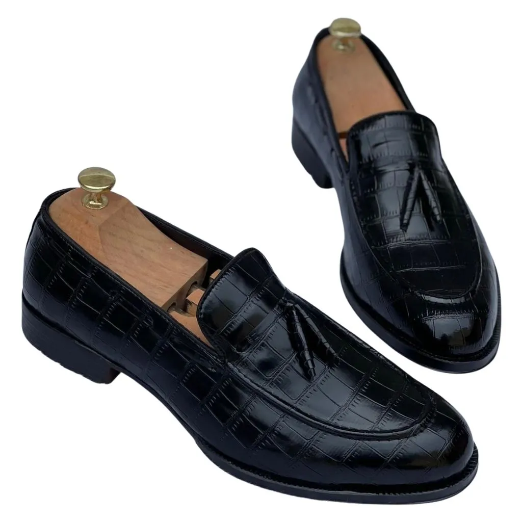 Croco Leather Loafers Shoes For Men