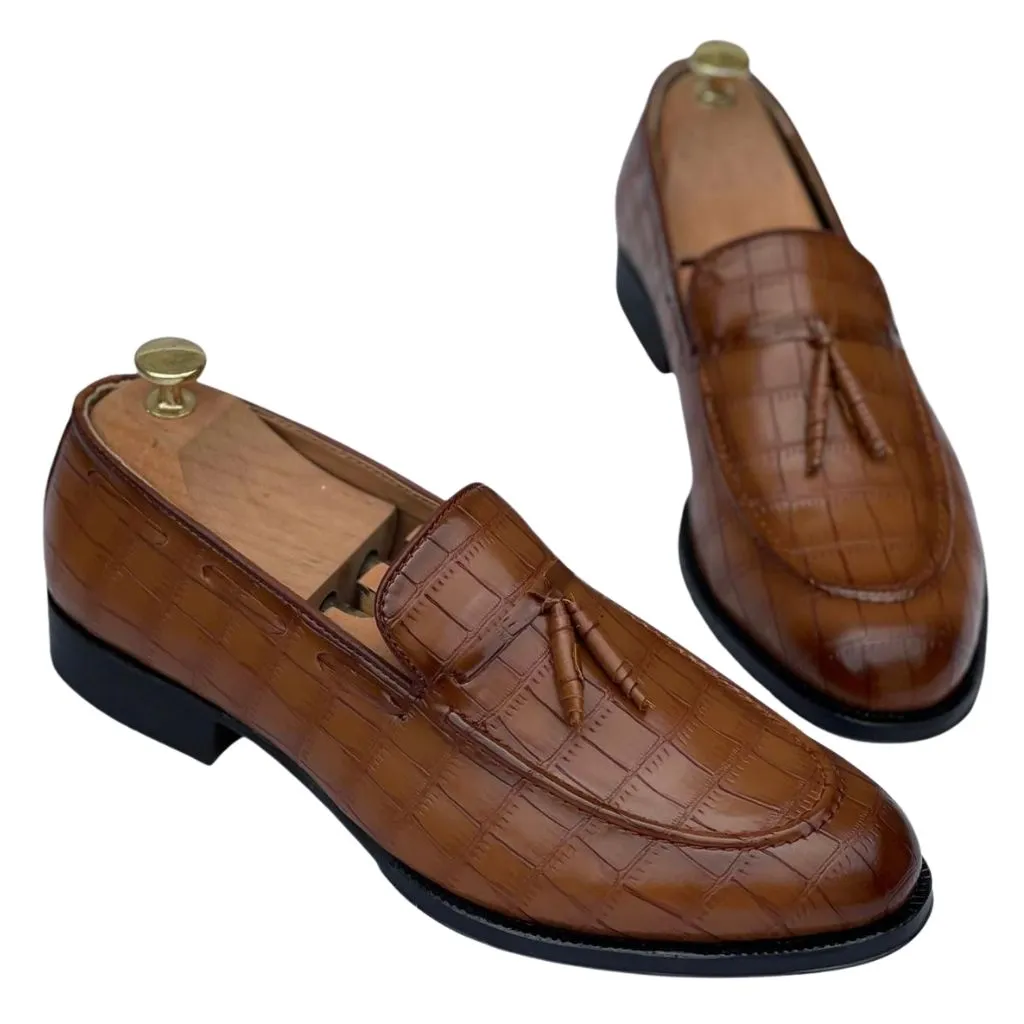Croco Leather Loafers Shoes For Men