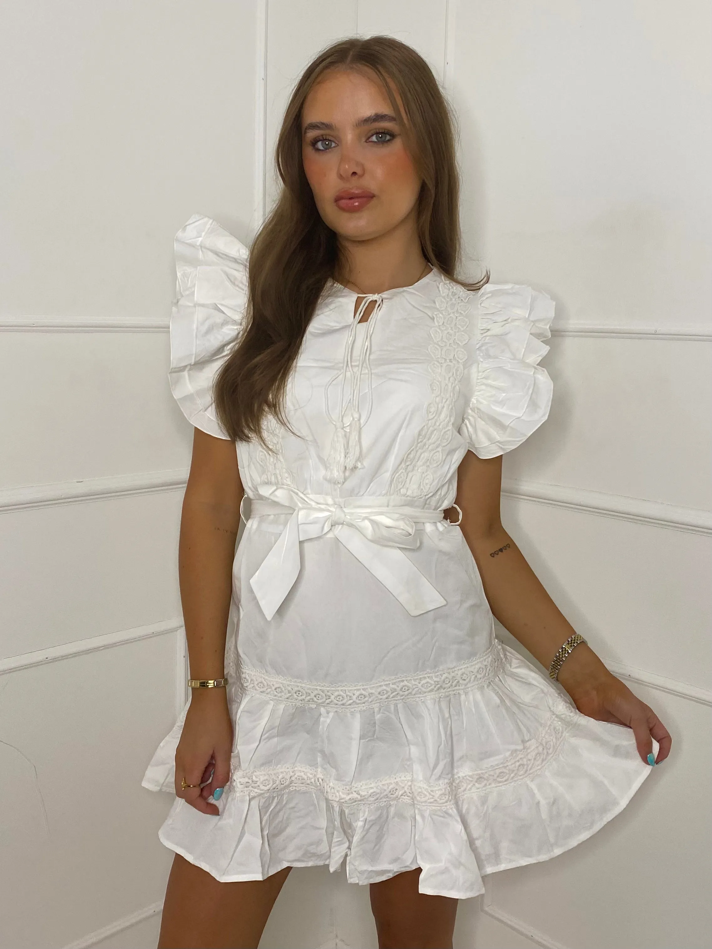 Embroidery Detail Summer Dress - White