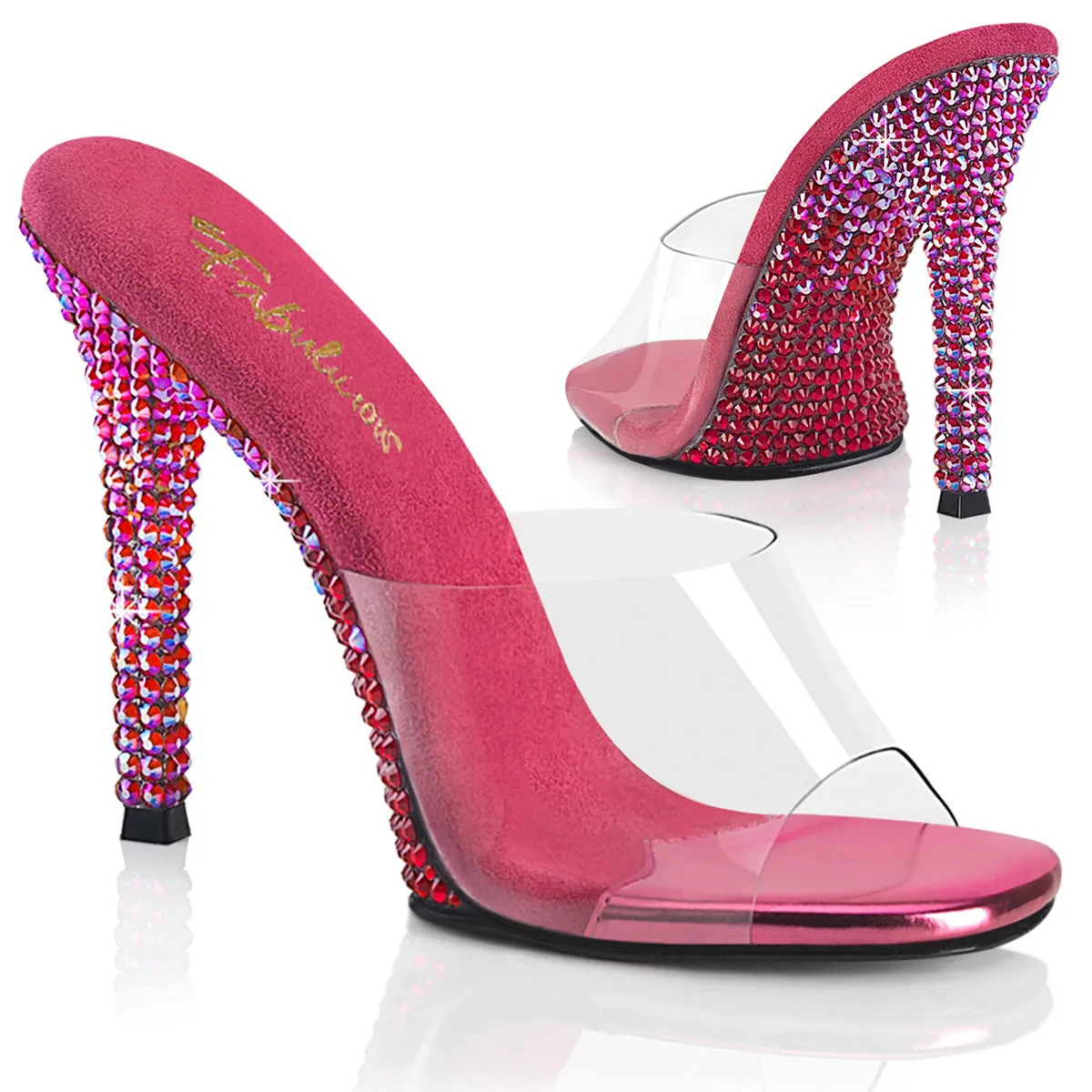 Fabulicious Gala 01DMM Womens 4 1/2" Heel, Bikini Posing Competition Slip-On Mules