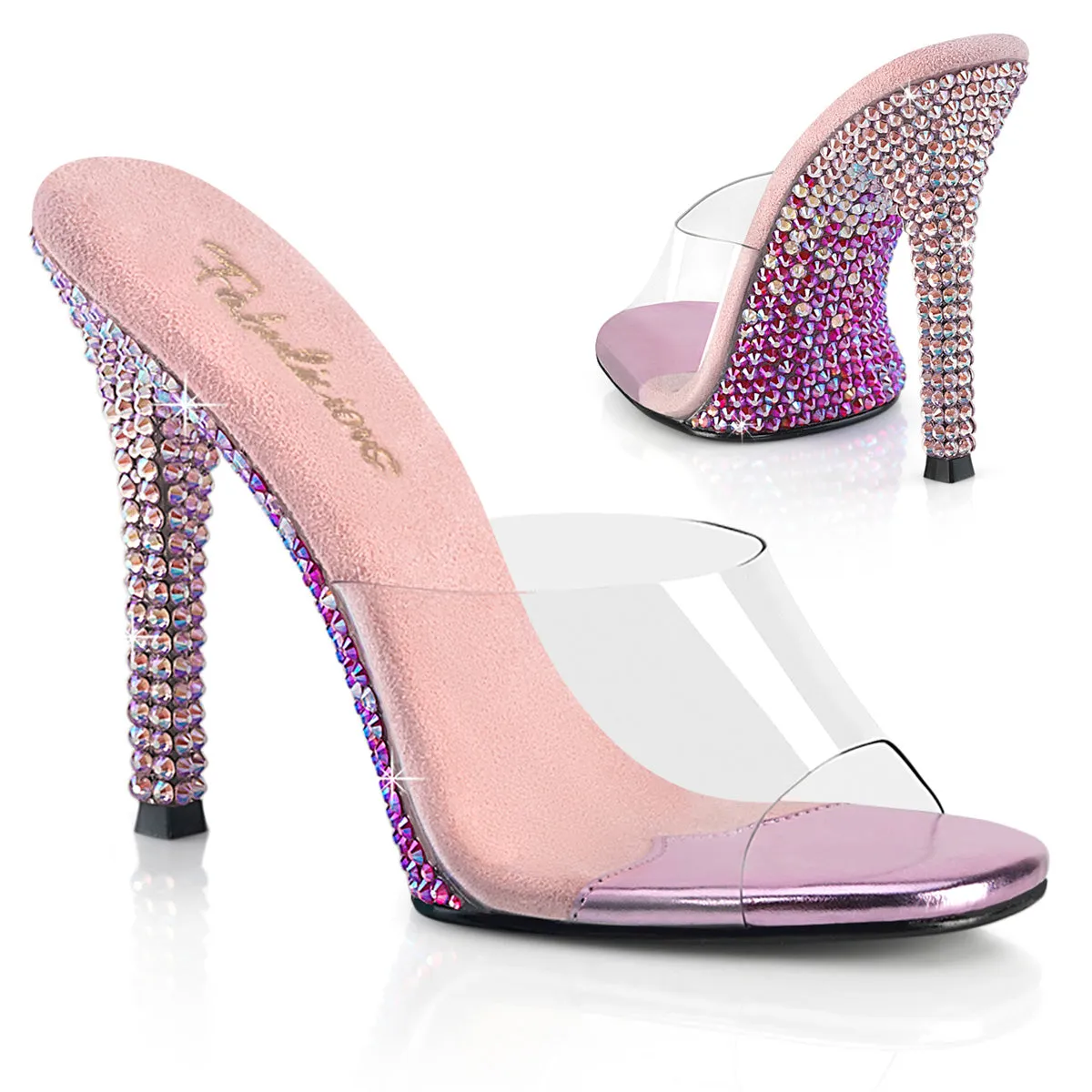 Fabulicious Gala 01DMM Womens 4 1/2" Heel, Bikini Posing Competition Slip-On Mules