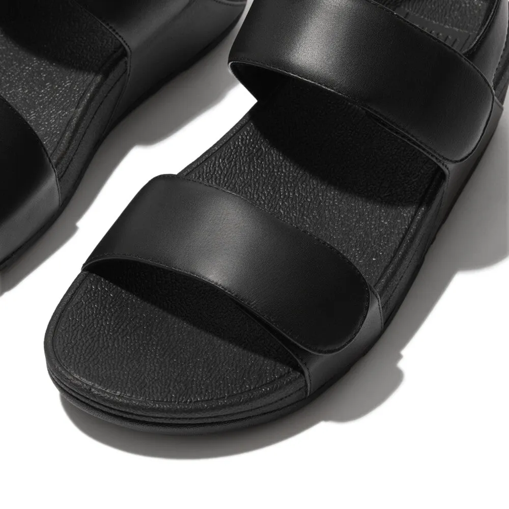 FitFlop Lulu Adjustable Velcro Leather Black Back-Strap