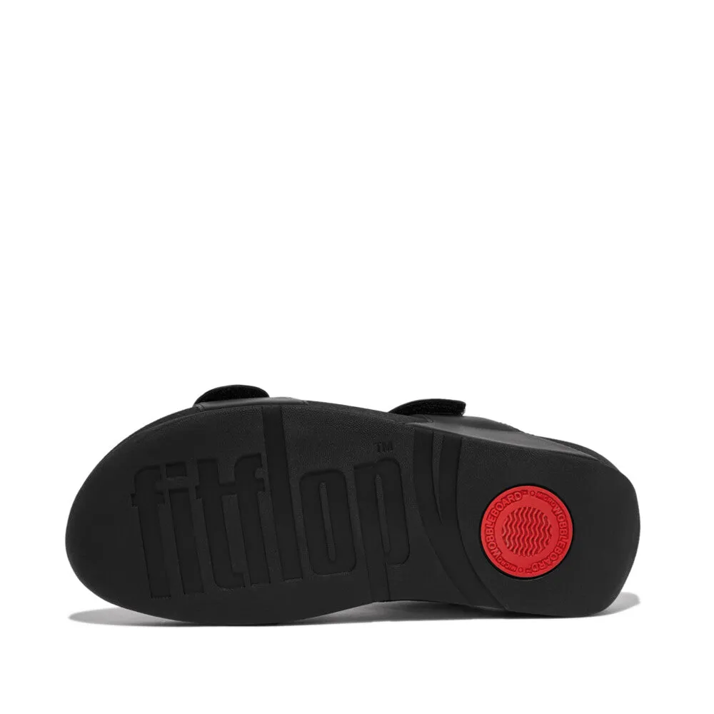 FitFlop Lulu Adjustable Velcro Leather Black Back-Strap