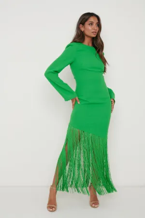 Francoise Fringed Maxi Dress - Emerald
