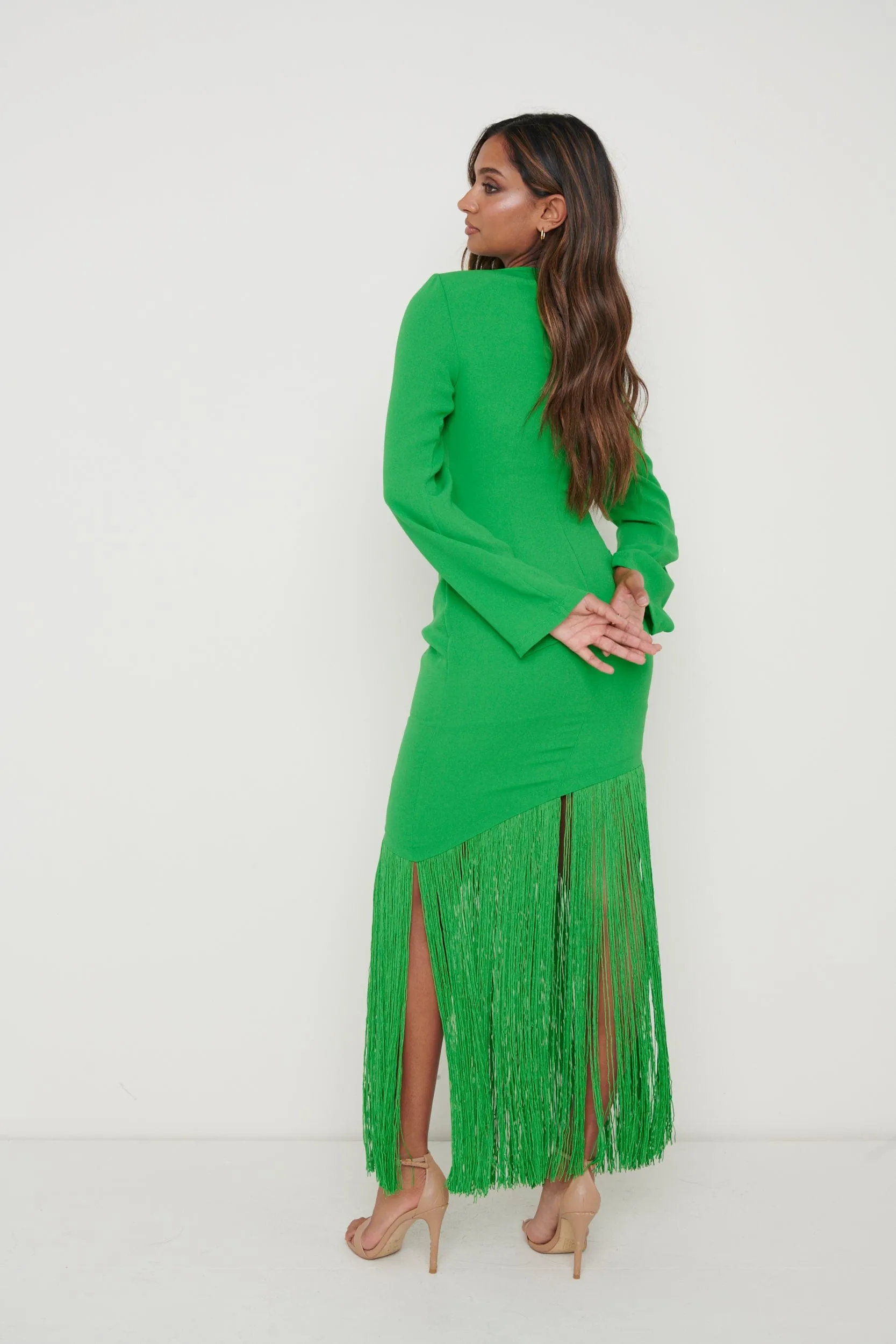 Francoise Fringed Maxi Dress - Emerald