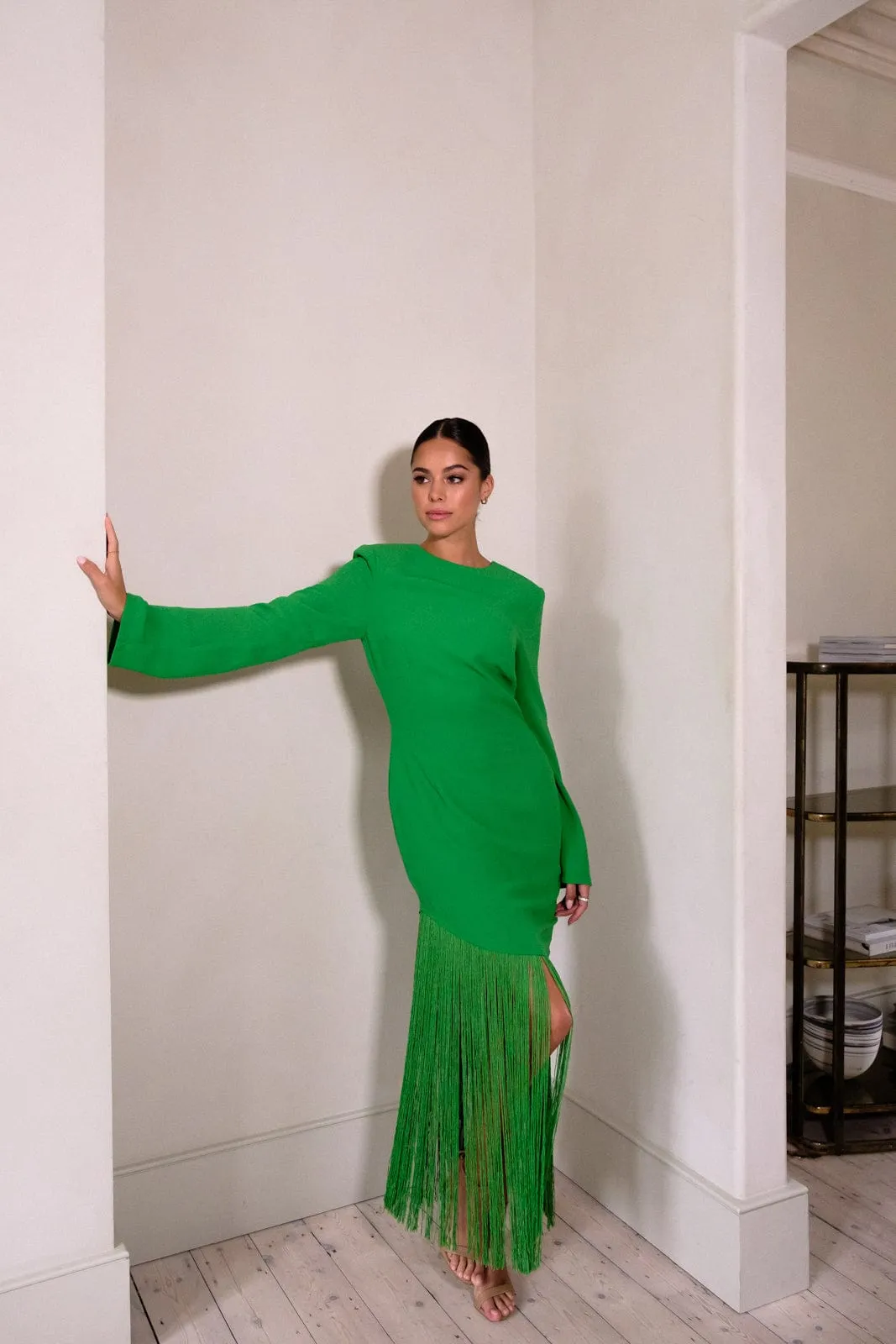 Francoise Fringed Maxi Dress - Emerald