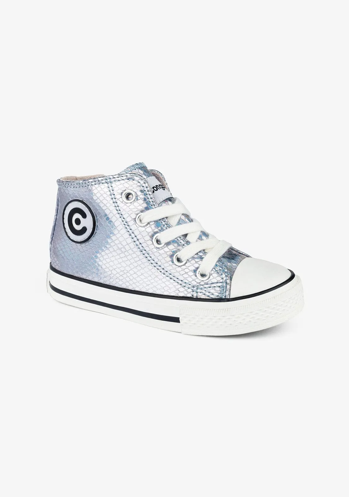 Girl's Silver Metallic Hi-Top Sneakers
