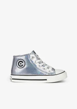Girl's Silver Metallic Hi-Top Sneakers