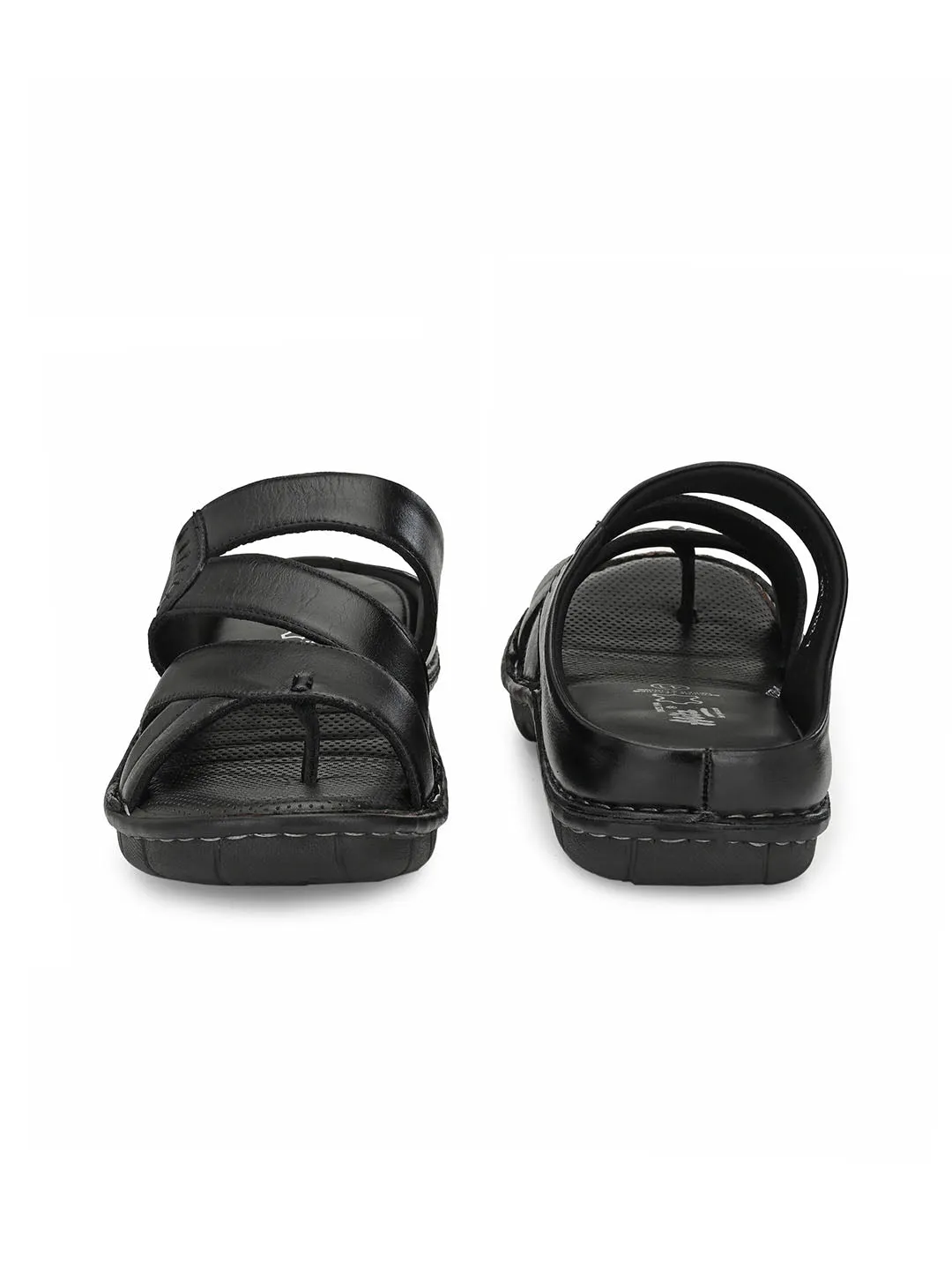 HITZ9222 Men's Black Leather Daily Wear Open Slipper