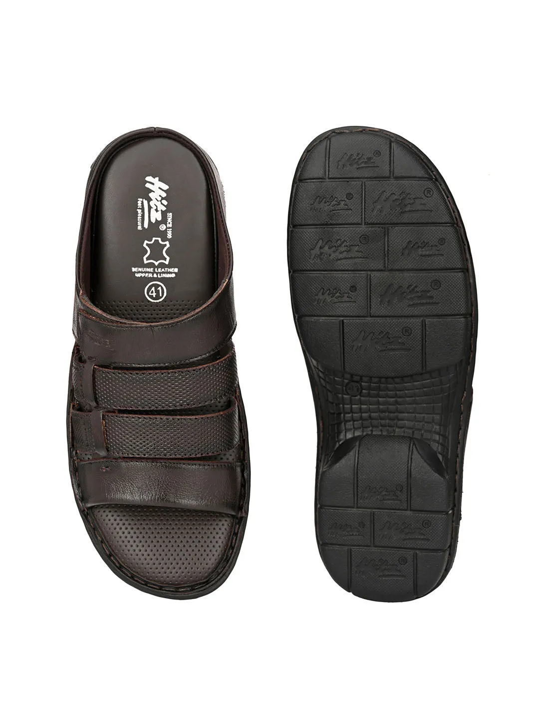 HITZ9605 Men's Brown Leather Daily Wear Open Slipper