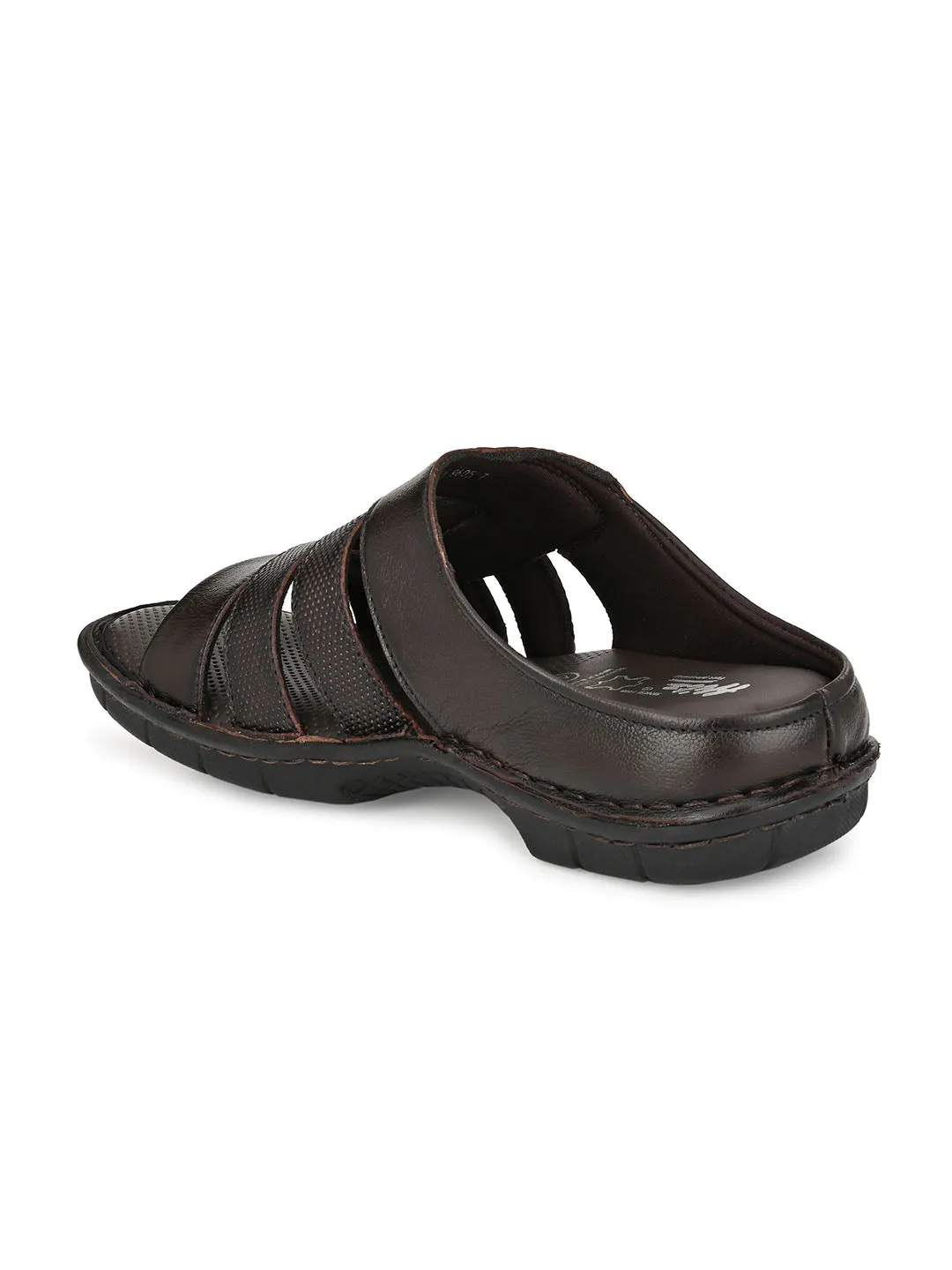 HITZ9605 Men's Brown Leather Daily Wear Open Slipper