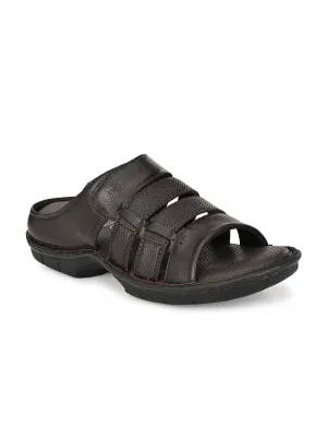 HITZ9605 Men's Brown Leather Daily Wear Open Slipper