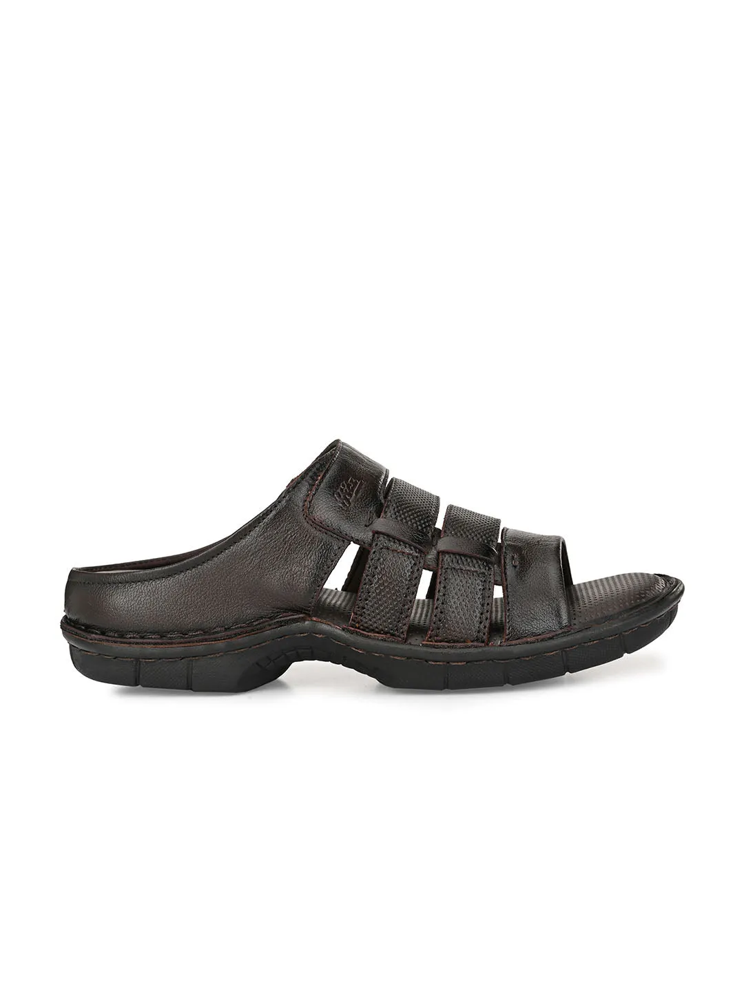 HITZ9605 Men's Brown Leather Daily Wear Open Slipper