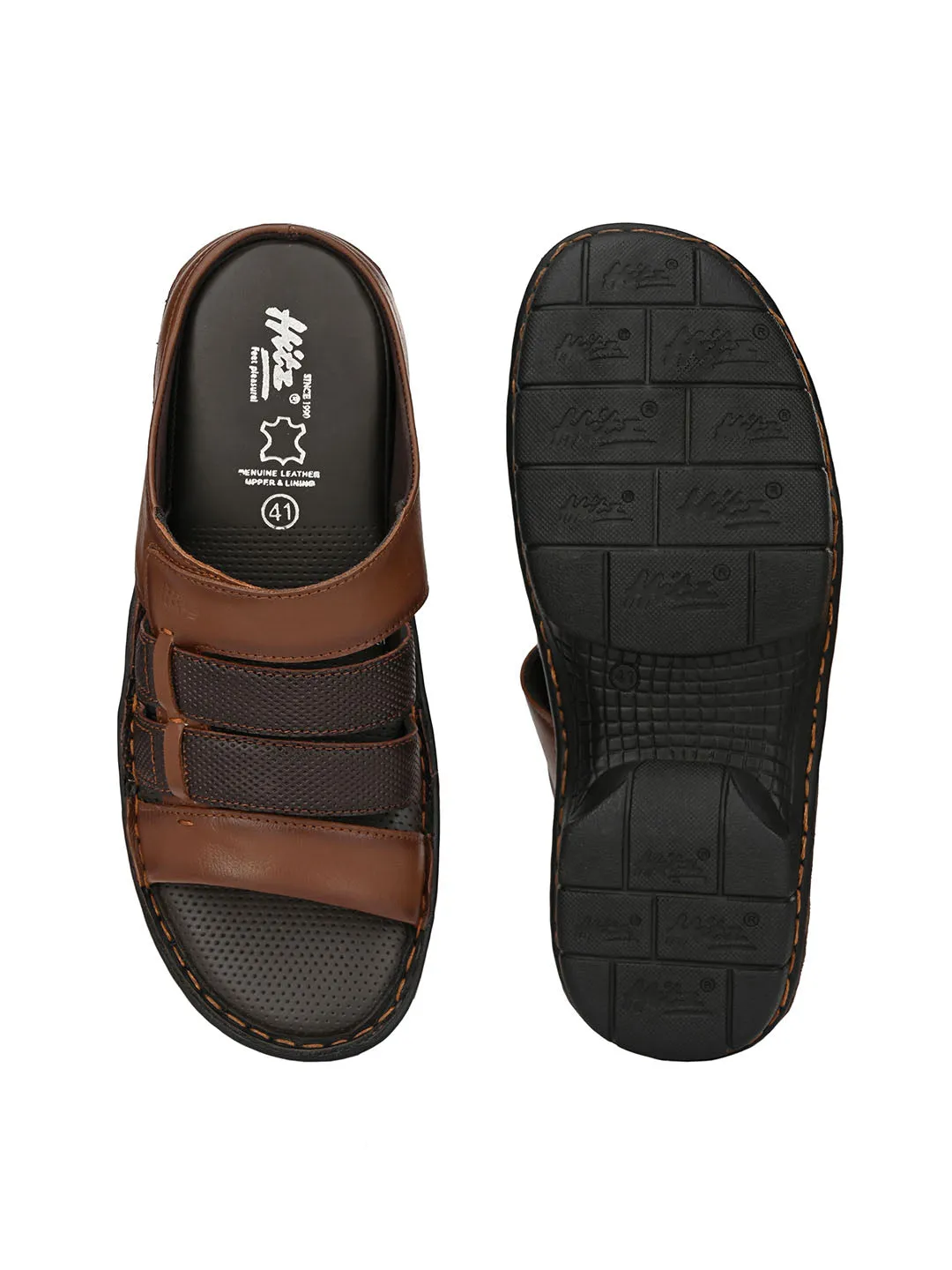 HITZ9605 Men's Tan Leather Daily Wear Open Slipper