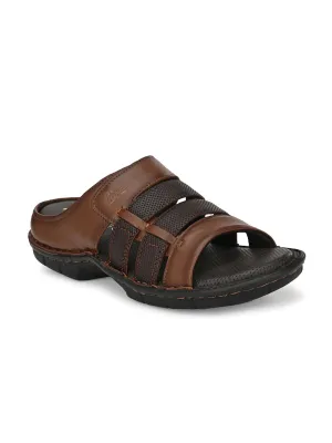 HITZ9605 Men's Tan Leather Daily Wear Open Slipper