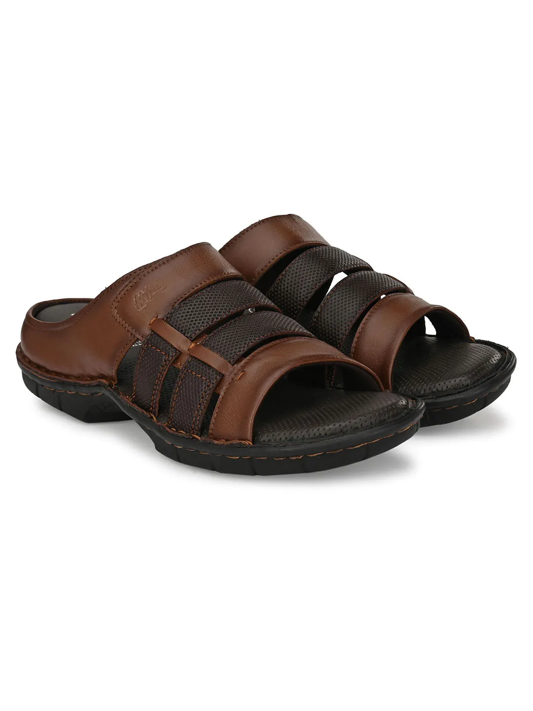 HITZ9605 Men's Tan Leather Daily Wear Open Slipper