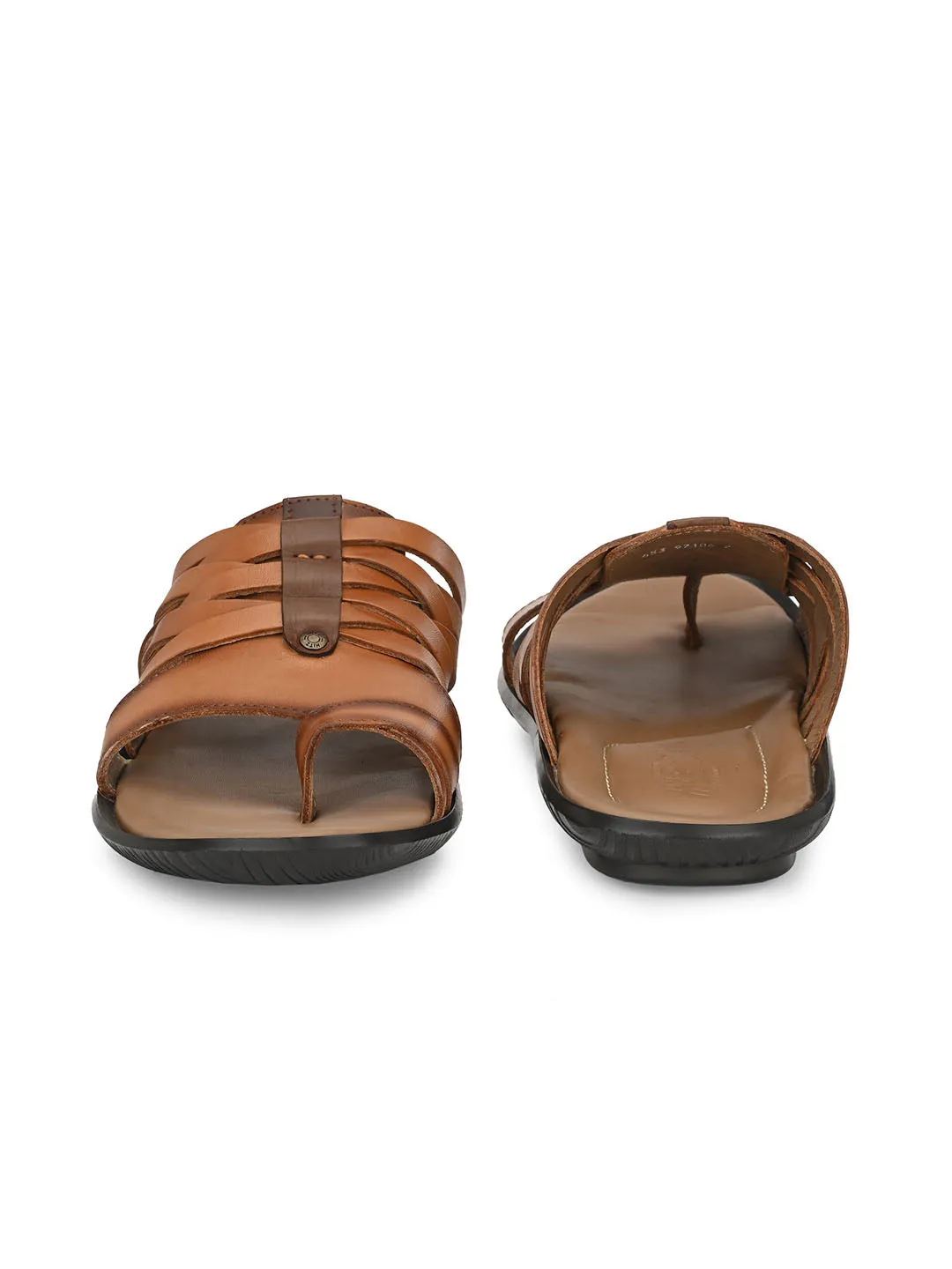 HITZ97106 Men's Tan Leather Daily Wear Open Slipper