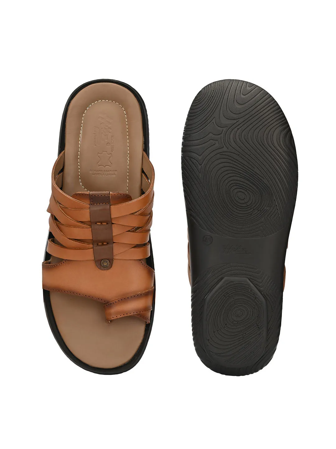 HITZ97106 Men's Tan Leather Daily Wear Open Slipper