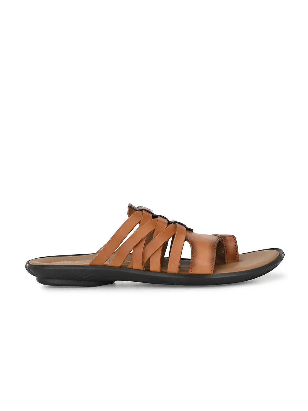 HITZ97106 Men's Tan Leather Daily Wear Open Slipper