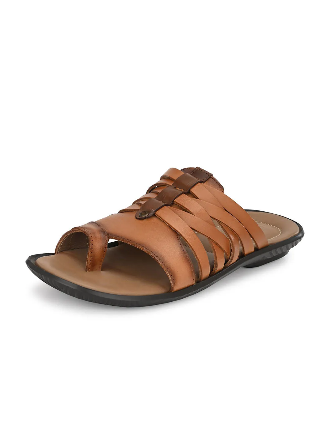 HITZ97106 Men's Tan Leather Daily Wear Open Slipper
