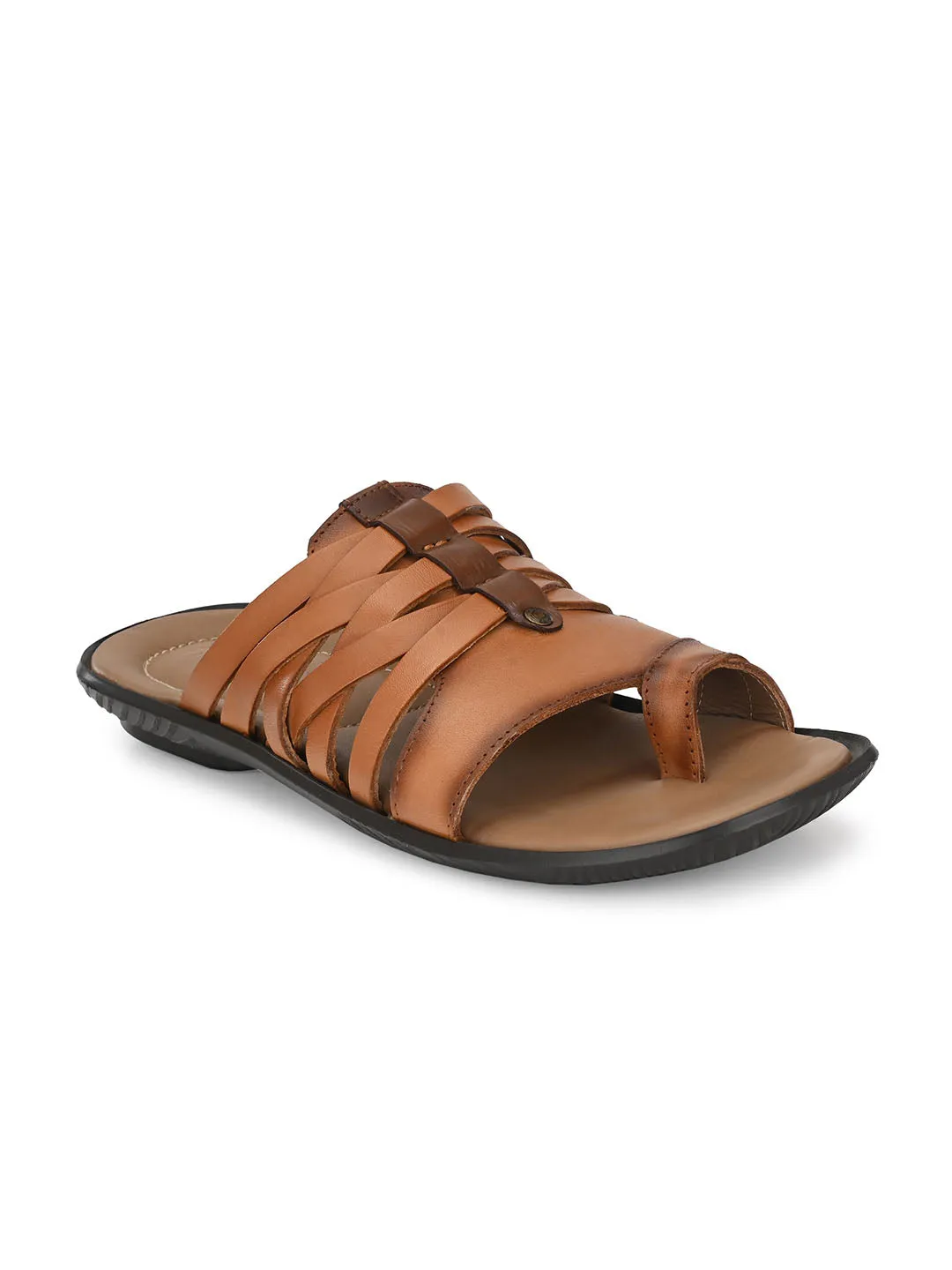 HITZ97106 Men's Tan Leather Daily Wear Open Slipper
