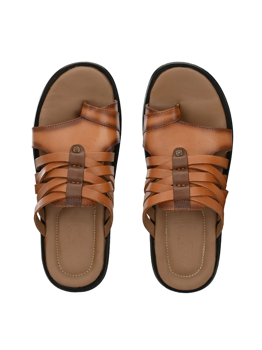 HITZ97106 Men's Tan Leather Daily Wear Open Slipper
