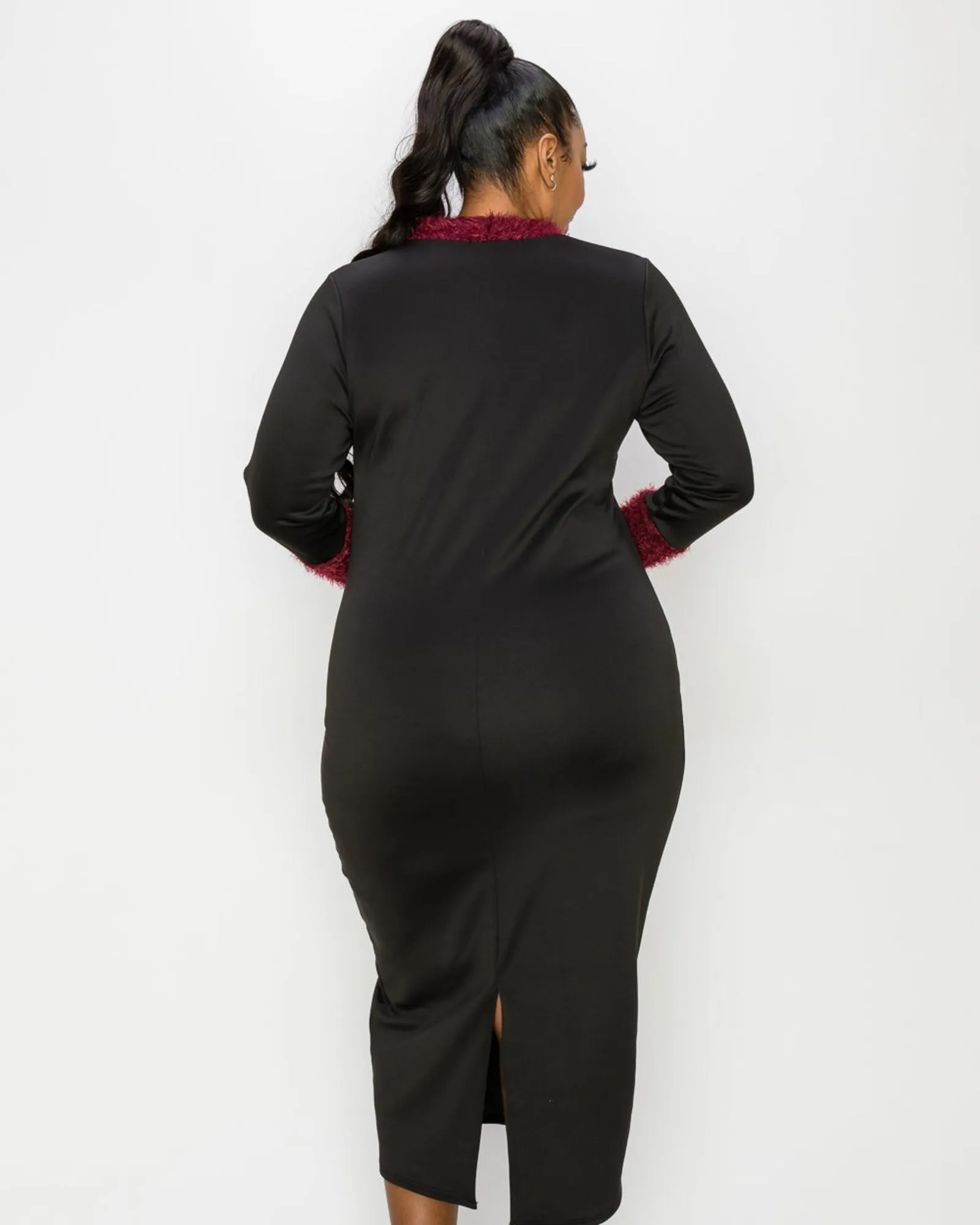 Kaia Feather Dress | Black/Burgundy