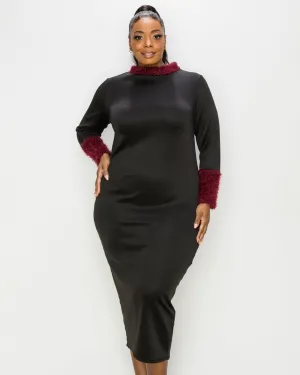Kaia Feather Dress | Black/Burgundy