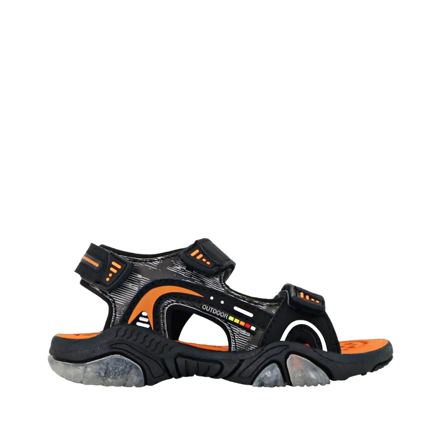 Kids Boys Lightning Bolt Lawson Sandals Black/ Orange