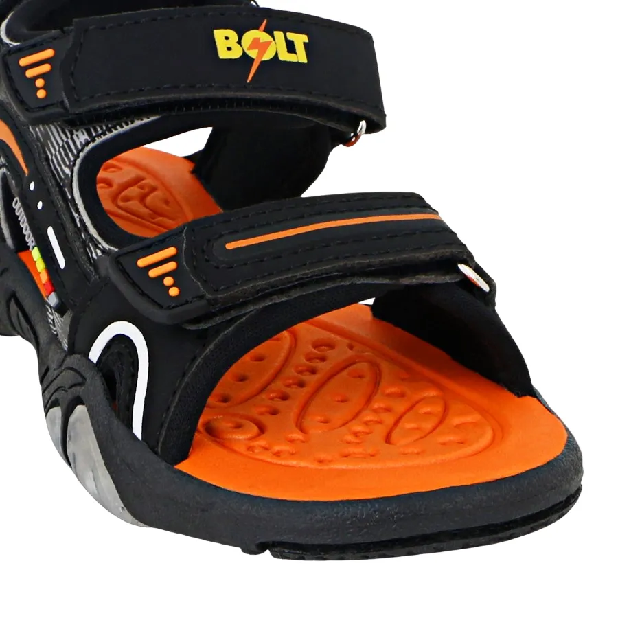 Kids Boys Lightning Bolt Lawson Sandals Black/ Orange