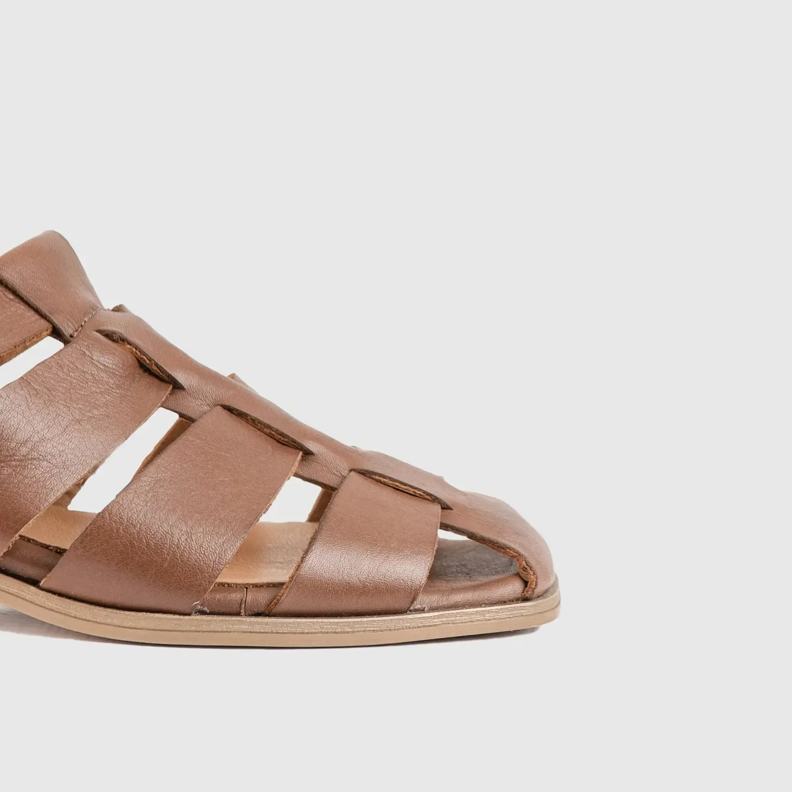 Leather Comfort Block Heel Sandal Brown 8563